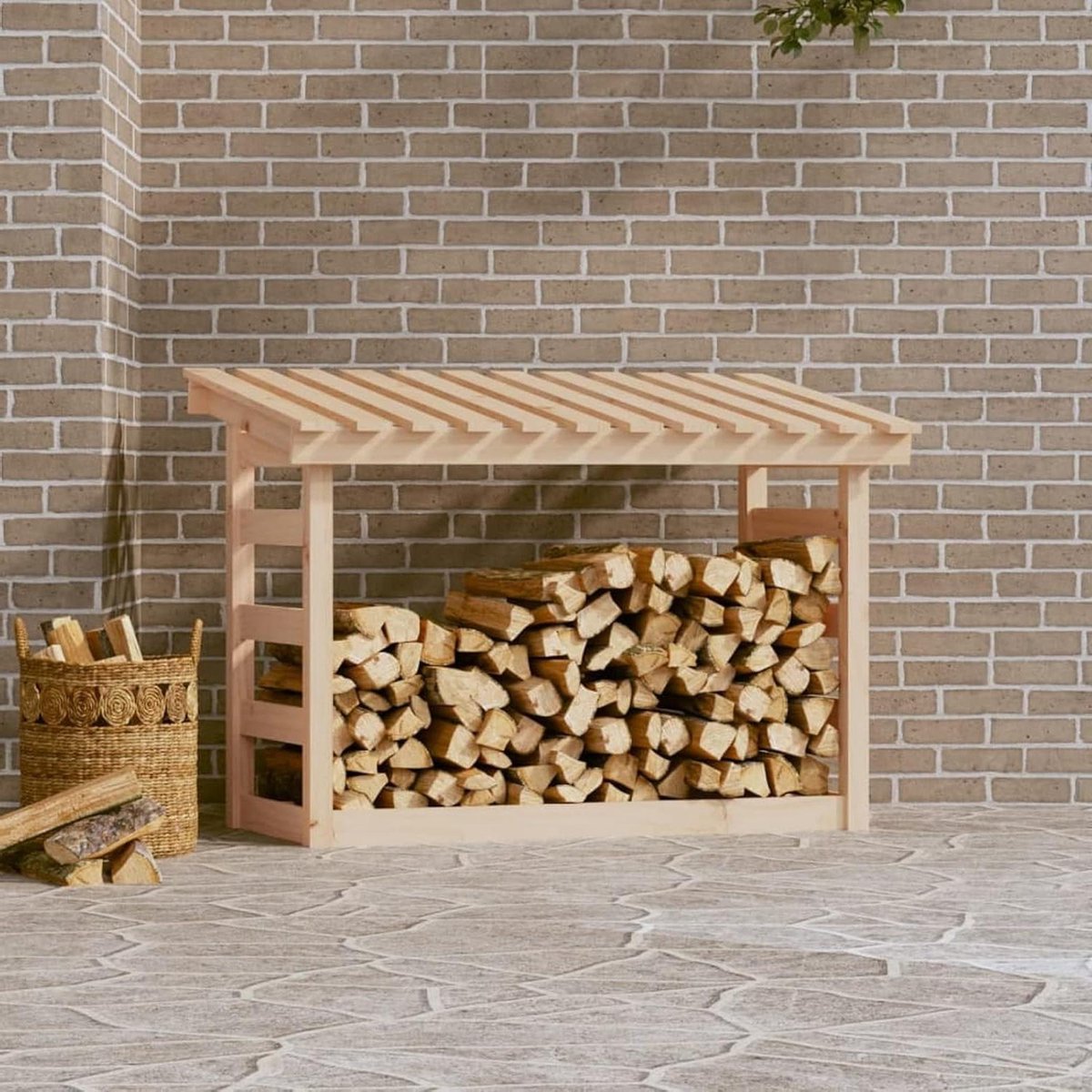 Haardhout Opslagrek - Hout Opslag - Haardhout Opbergen - Luchtcirculatie - 108 x 64.5 x 78 cm - Houtkleur