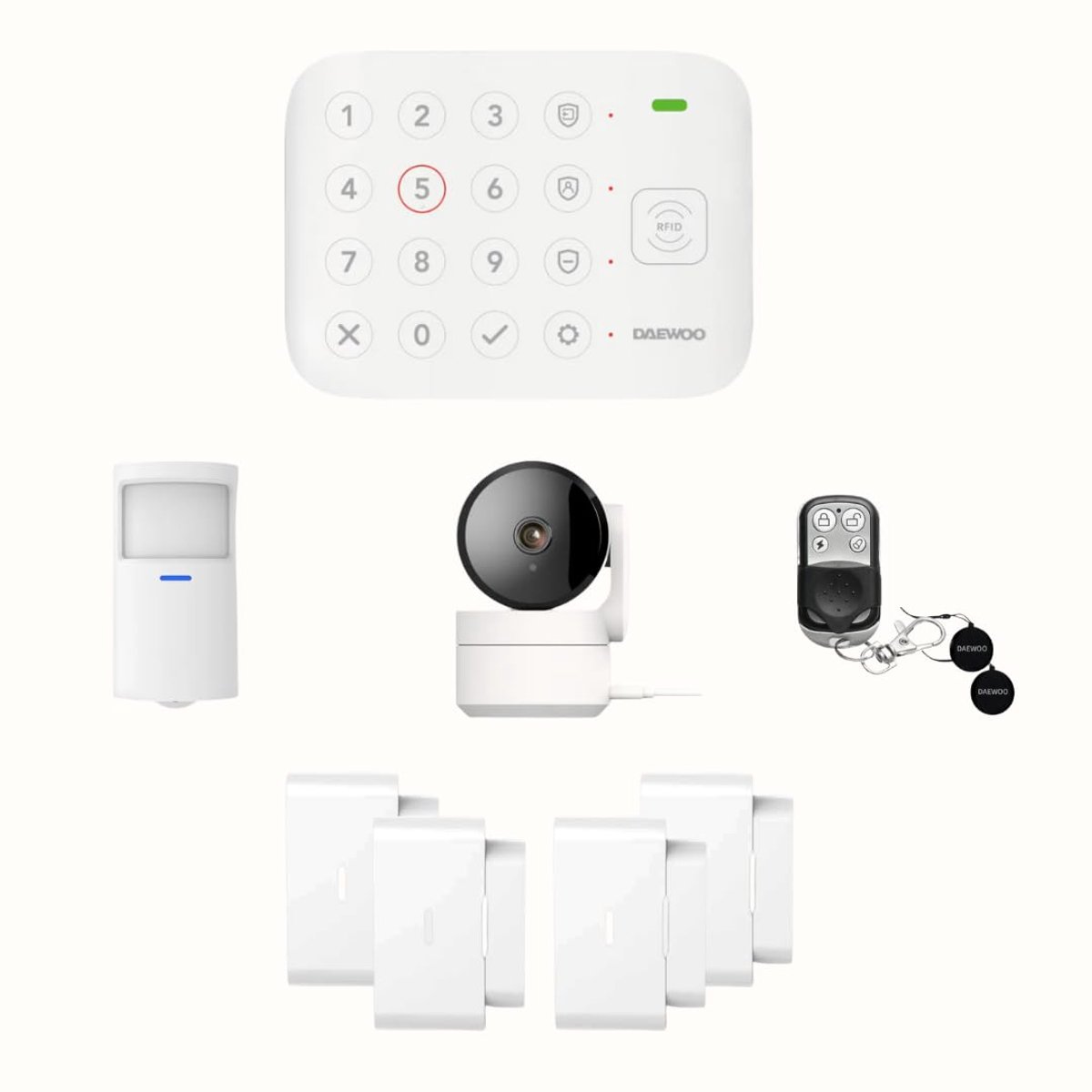 SnelShoppen - Draadloos Alarmpakket met Full HD Bewakingscamera en Detectoren - WiFi Verbonden, Compatibel met Dieren, Geen Abonnement Nodig, Mobiele