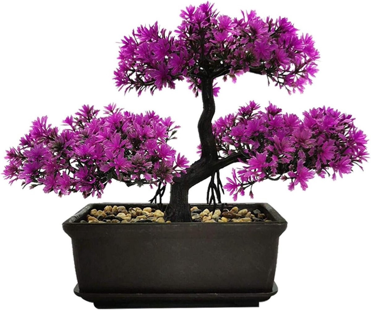 Nepplanten Bonsai Boom voor Kamerdecoratie, Entree, Slaapkamer en Boerderijstijl, 11 x 8.6 inch (Roze Rood) - Perfect voor Interieur, Aesthetiek en Desk Decor
