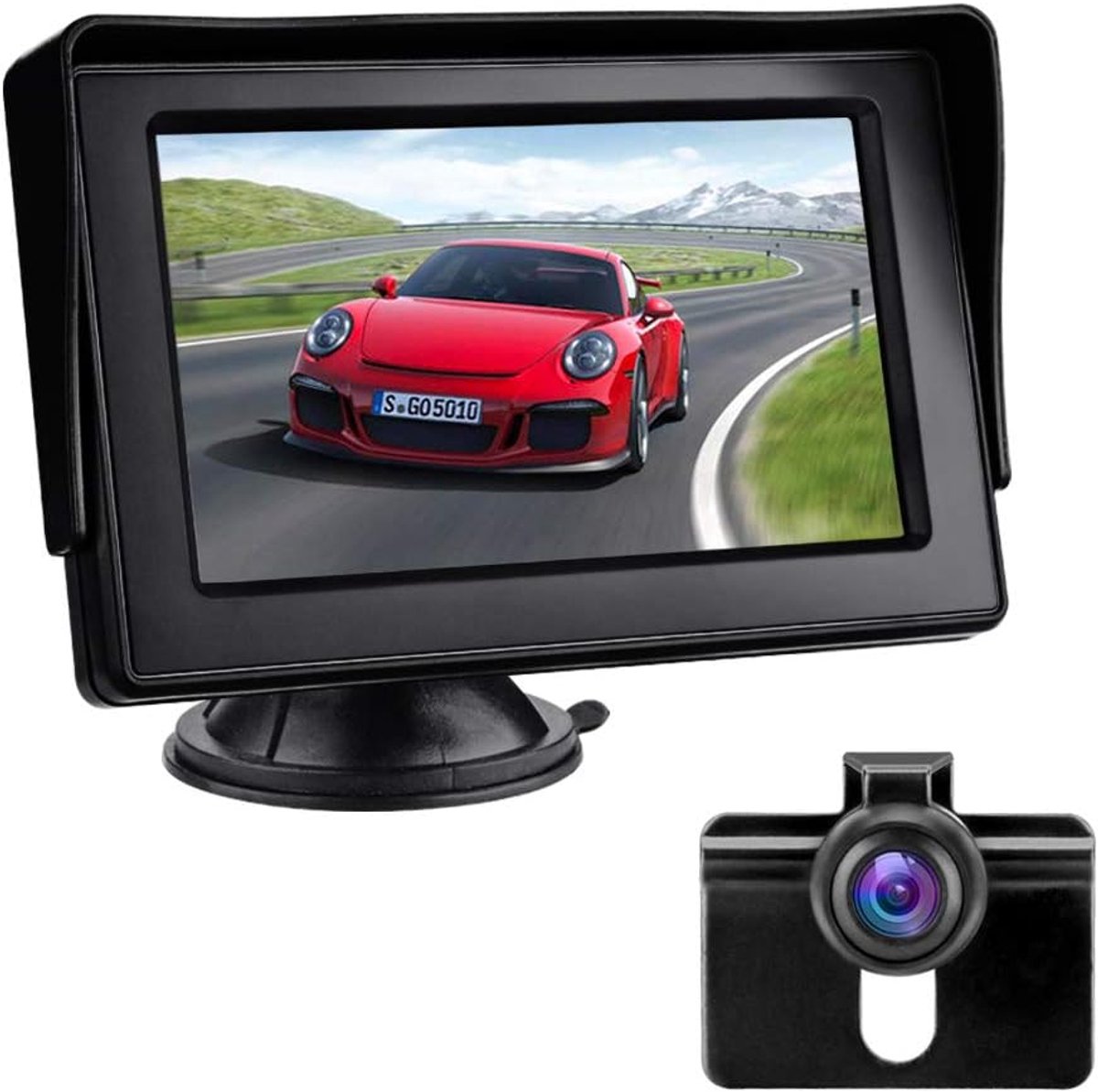 Achteruitrijcamerakit met 4,3-inch LCD-monitor Auto achteruitkijkcamera IP68 Waterdicht Nachtzicht Parkeerhulpsysteem voor bestelwagens, auto's, vrachtwagens, campers, 12V
