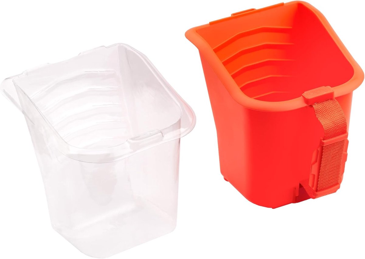 Verfemmer Met 5 Inzetstukken - 1 Liter Verfbeker - Verstelbaar Handvat - Kunststof Emmer - Bouwemmer Met Speciale Groeven - Oranje - Robuust Kunststof - MADE IN EU