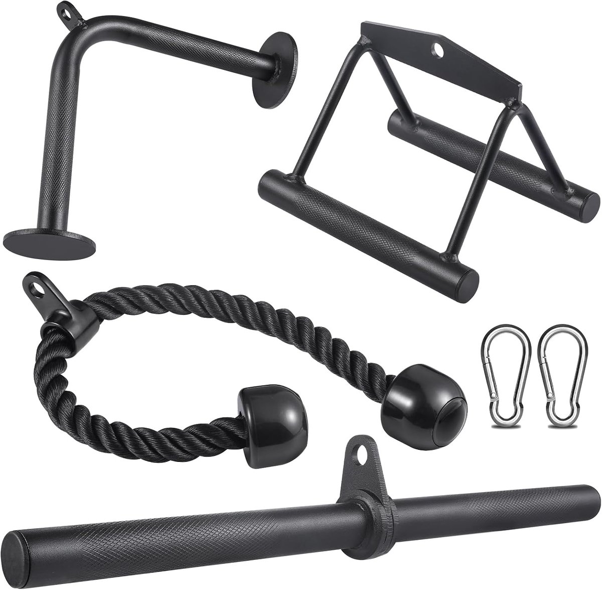 Workoutkabel machinebevestiging voor thuissportschool, LAT pull-down-hulpstukken, kabelaccessoires voor krachttraining, rechte pull-down stang, tricepskabel, dubbele D-rijhandgreep, V-vormige