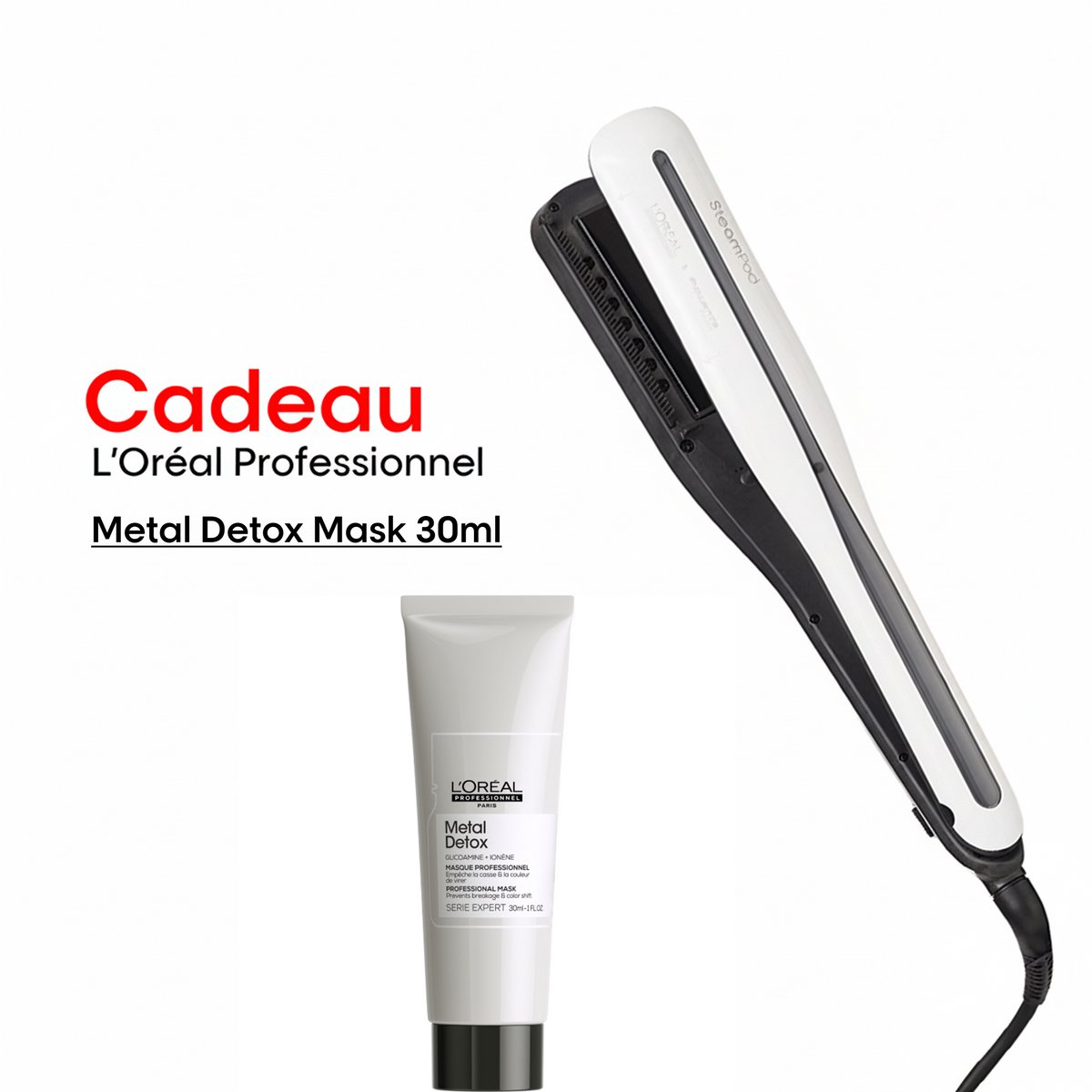 L'Oréal Professionnel Steampod 3.0 + Cadeau - Professionele 2-in-1 stoom stijltang: voor stijlen & krullen + Metal Detox Haarmasker 30ml cadeau