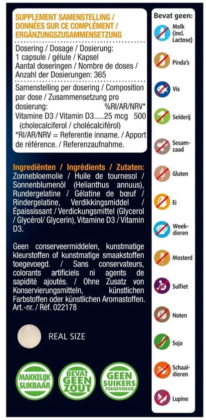 Lucovitaal Vitamine D3 25 microgram Voedingssupplement - 120 Capsules
