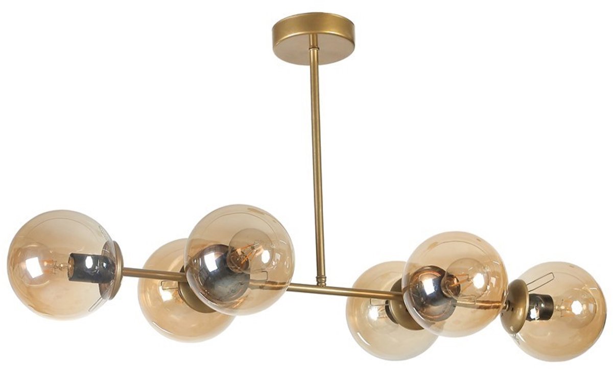 Asir - Kroonluchter - Amber, goud en zwart - 90 x 15 x 65 cm