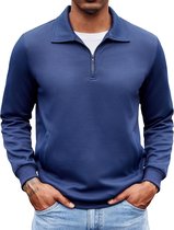 Heren Poloshirt met Lange Mouwen en Rits Gebreide Sporttrui