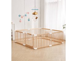 Livista Grondbox baby - Inklapbare box - Speelbox - Playpen baby - Babypark - Kruipbox – Kinderbox – Baby box – Blauwe Connectoren - Slim Kliksysteem - Hout - 190x190x61 CM