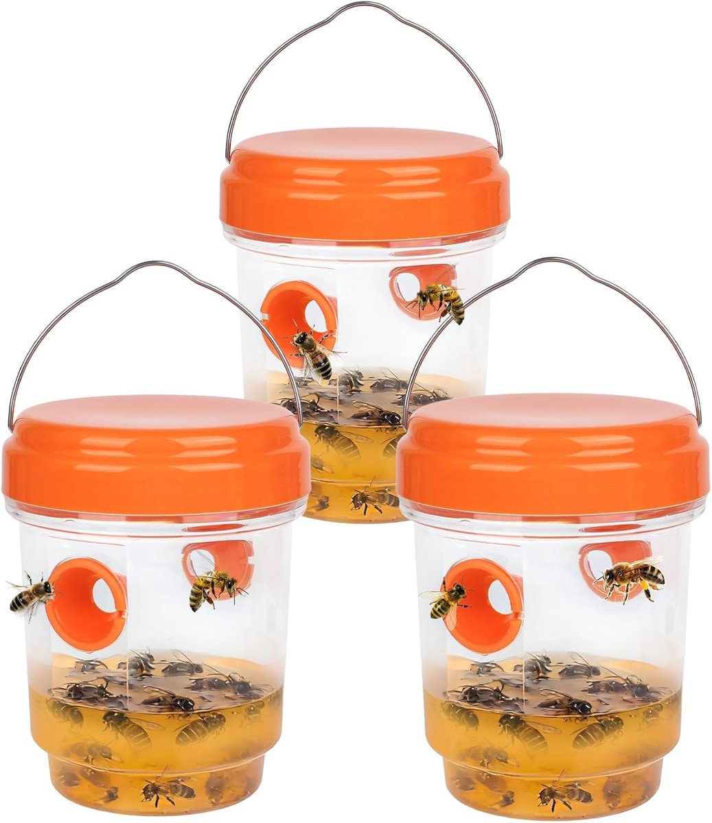 Vallen, wespenvallen voor buiten, verdrijven middelen tegen wespen, wespenafweer om neer te zetten en op te hangen, 360 graden effect, Ø 9 x 13 cm, insectenval, vliegenvanger, muggenval