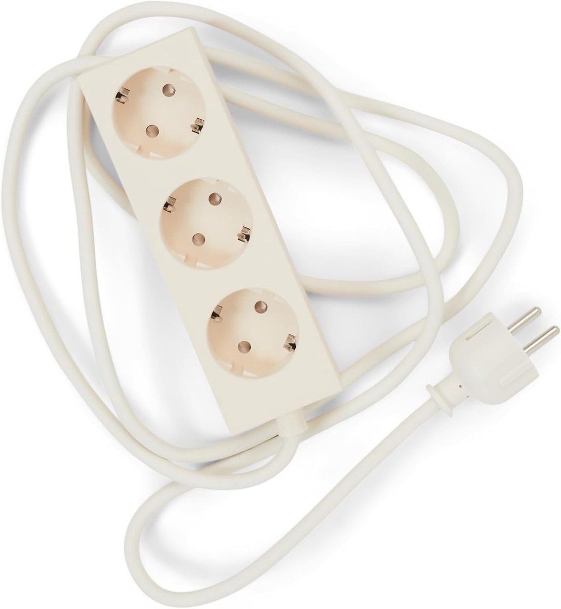 Power Bar Stekkerdoos 2m met magnetische Bodem (Beige) - Praktisch Stijlvol Meervoudig Stopcontact 3-Voudig Magnetisch - Power Strip 3-Weg