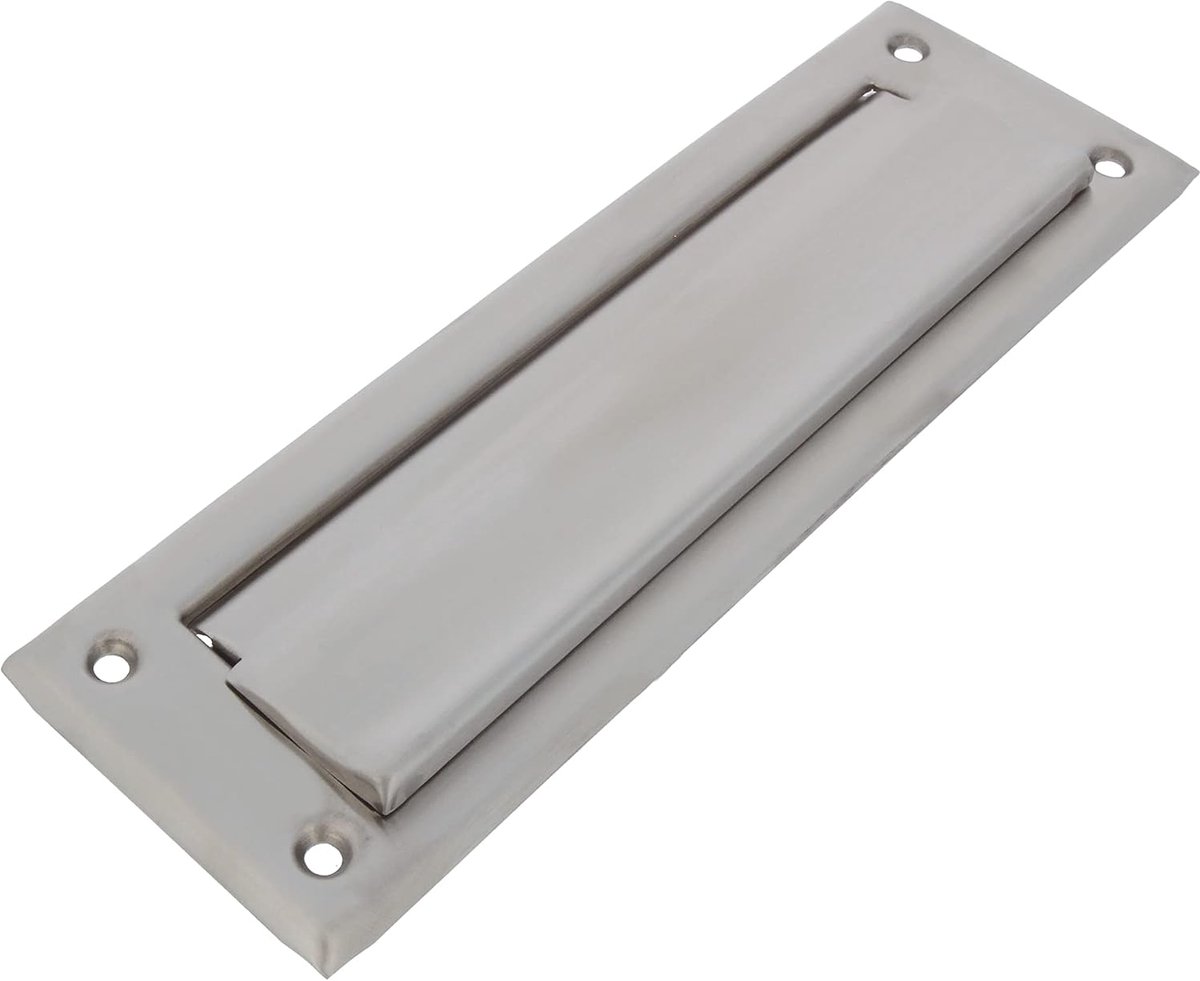 - Roestvrijstalen brievenbus, zilver, model 1 - Wand- of deurmontage - Brievenvanger met roestvrijstalen deksel - 254 x 78 mm - Openingsafmetingen: 198 x 48 mm - Zilverkleur - Brievengleuf