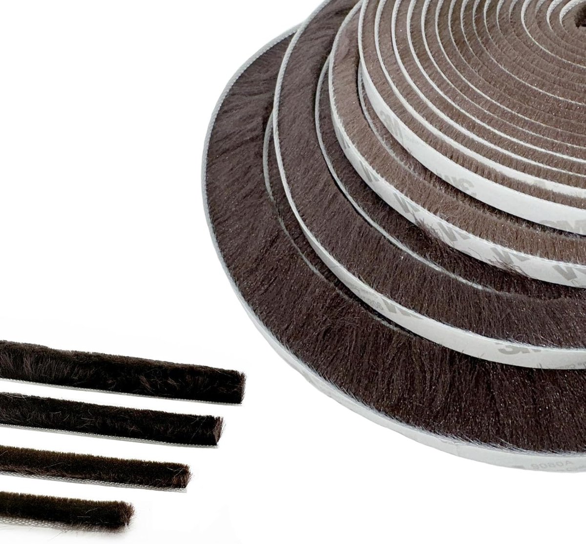 Tochtwering, 5 m (L) x 9 mm (B) x 23 mm (D) Borstel Tochtwering, Tochtwering, Tochtweringstrip Voor Voordeur, Tochtwering Voor Ramen, Bruin