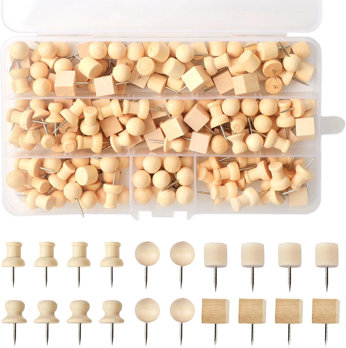 Punaises, punaises, houten met opbergdoos, prikbordnaalden, landkaart, pushpins voor wereldkaart, kurkbord, stofmarkering, metallic
