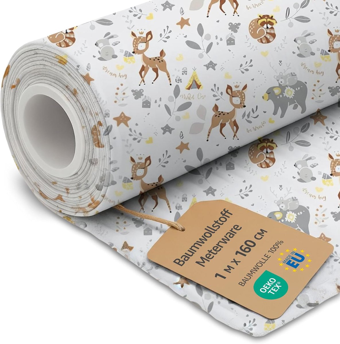 Stof per Meter Zuiver Katoen 2M x 160 cm – Naaistof Decoratiestof voor Patchwork Kleding Kussens Gordijnen Voering Ademend Huidvriendelijk en Zacht Hert