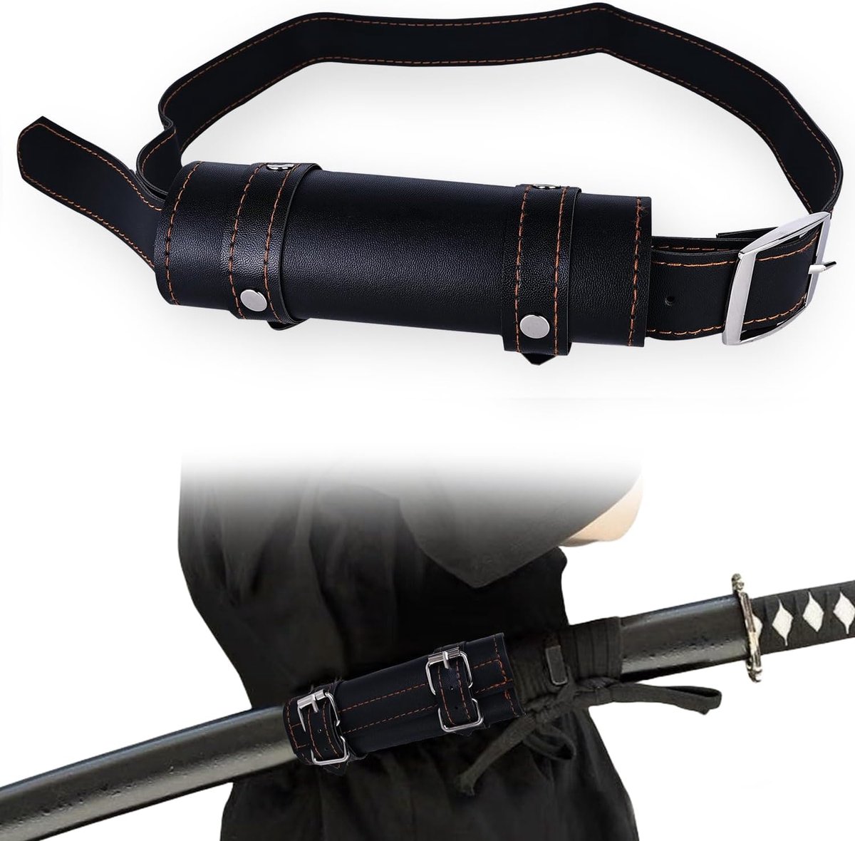 Katana Zwaardhouder met 105 cm riem, robuuste riem voor comfortabel dragen, perfect cosplay en Samurai-liefhebbers, accessoire voor imitaties, hoogwaardig accessoire voor Samurai-fans
