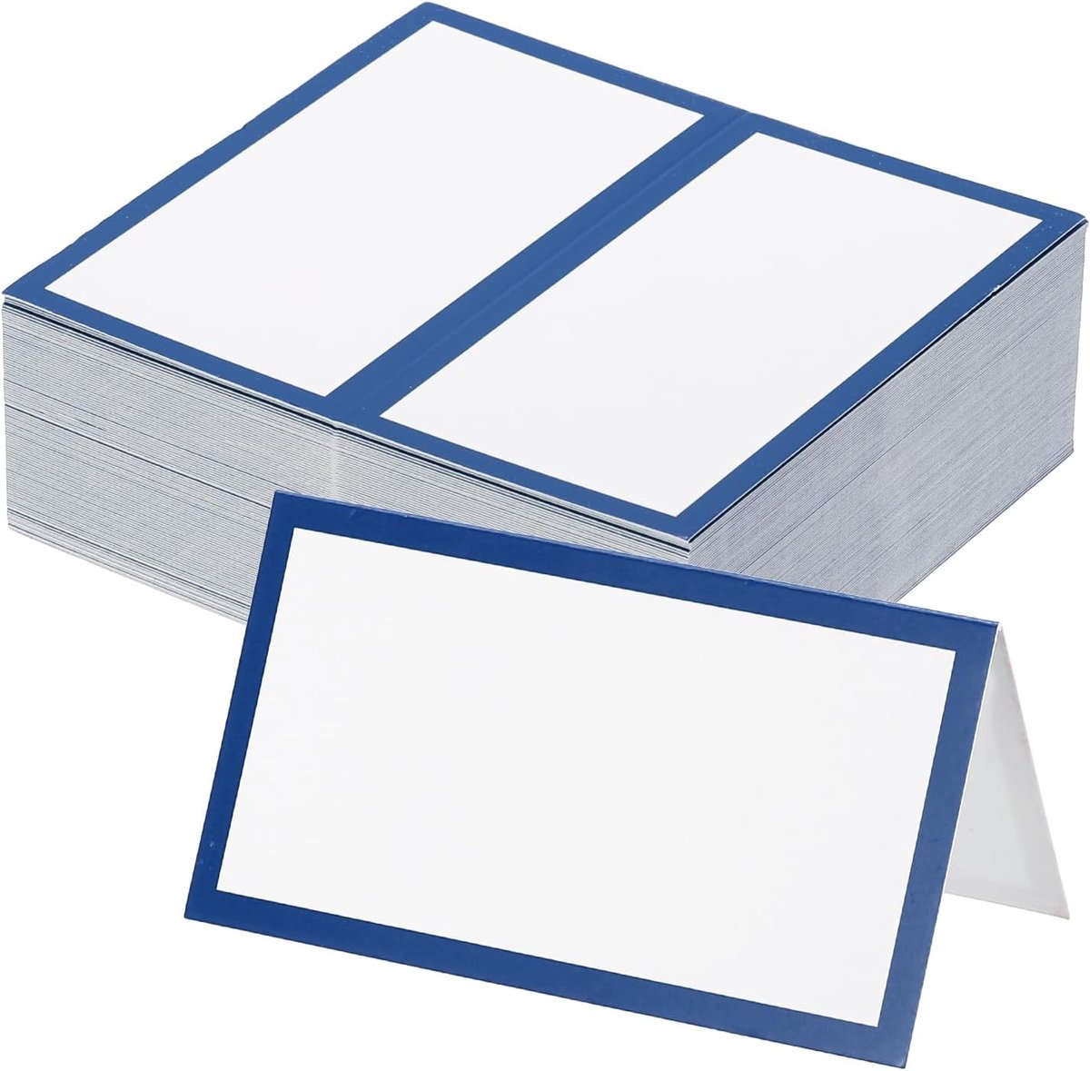 100 stuks tafelplaatskaarten, 8,9 x 5,1 cm blanco naamplaatskaarten voor tafeldekking, bruiloftsreceptie, buffet, donkerblauw