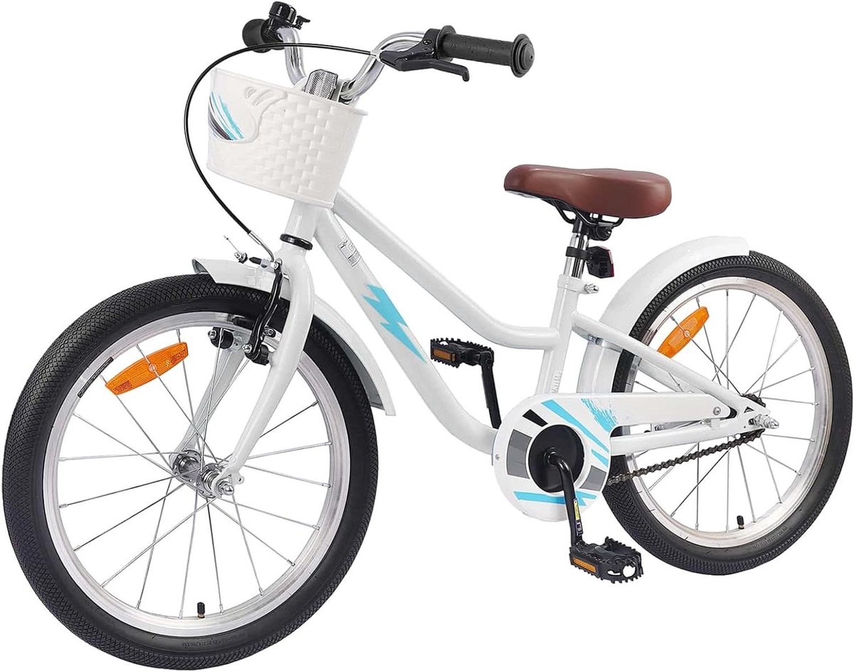 Kinderfiets Jeugdfiets Meisjesfiets Veilig Leren Fietsen Stabiel Stalen Frame 20 inch Wit