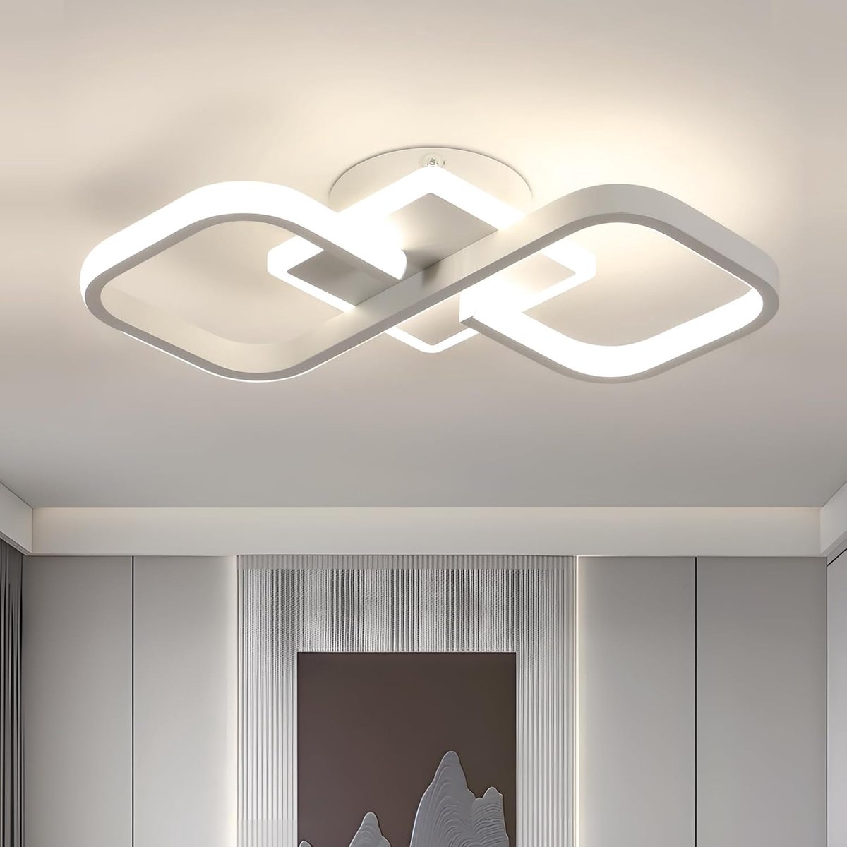 LED Plafonnier, 36W 4000LM Vierkante Plafondlamp, Witte Moderne Acryl Plafondlamp voor Gang Badkamer Keuken Woonkamer, Natuurlijk Licht 4500K