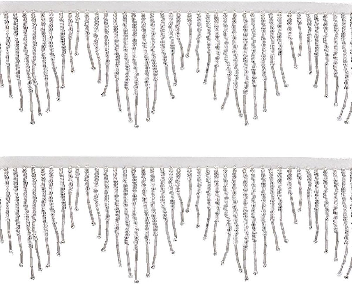 0,9 m franjes trim met kristallen kralen golvende kwast kralen kant lint witte kralen kwasten kettingbanden voor het naaien van franjes met kralen voor gordijnen lampenkappen decoratie