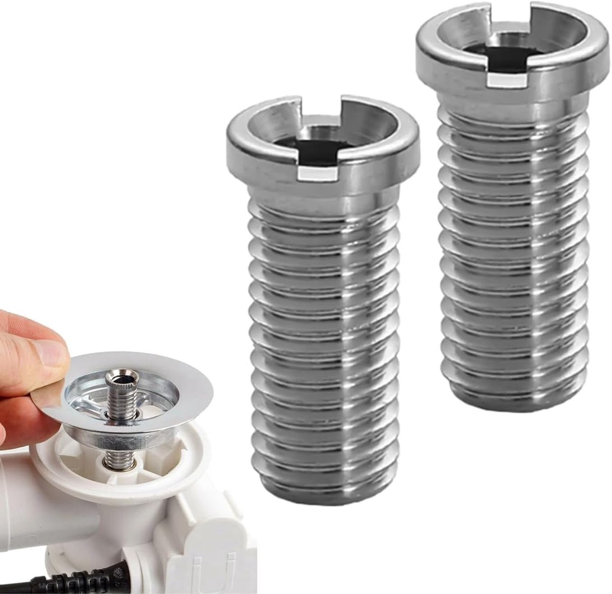 2 stuks holle schroefspoelbak, 30 mm wastafelschroeven, holle schroef voor zeefkorfventielen, 30 mm roestvrij staal, holle schroefspoelbak, gootsteenaccessoires, geschikt voor keukenspoelbakken