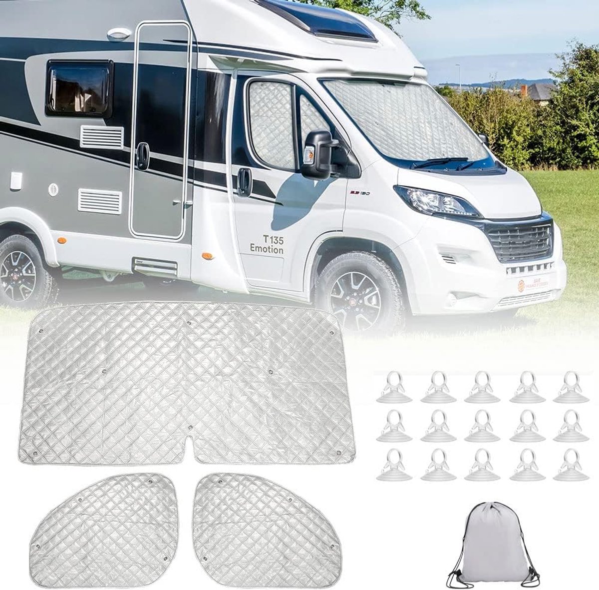 Thermomat, compatibel met Ducato, Peugeot Boxer en Citroen Jumper 2006-2021, 3-delige cabine voor isolatie, warm houden en privacy te beschermen