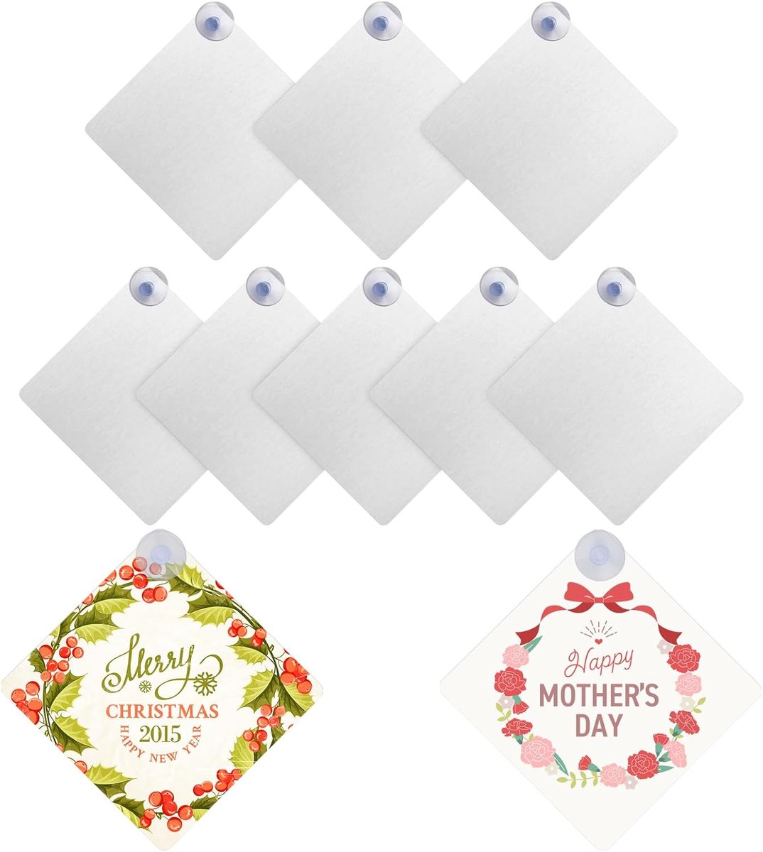 10st Sublimatie Blanco Zuignapbord, Zuignap Auto Raambord Sublimatie Metalen Bord Blanks Blanco Auto Raambord Waarschuwingsbord voor Autoveiligheid voor Doe-Het-Zelf-Knutselwerkjes