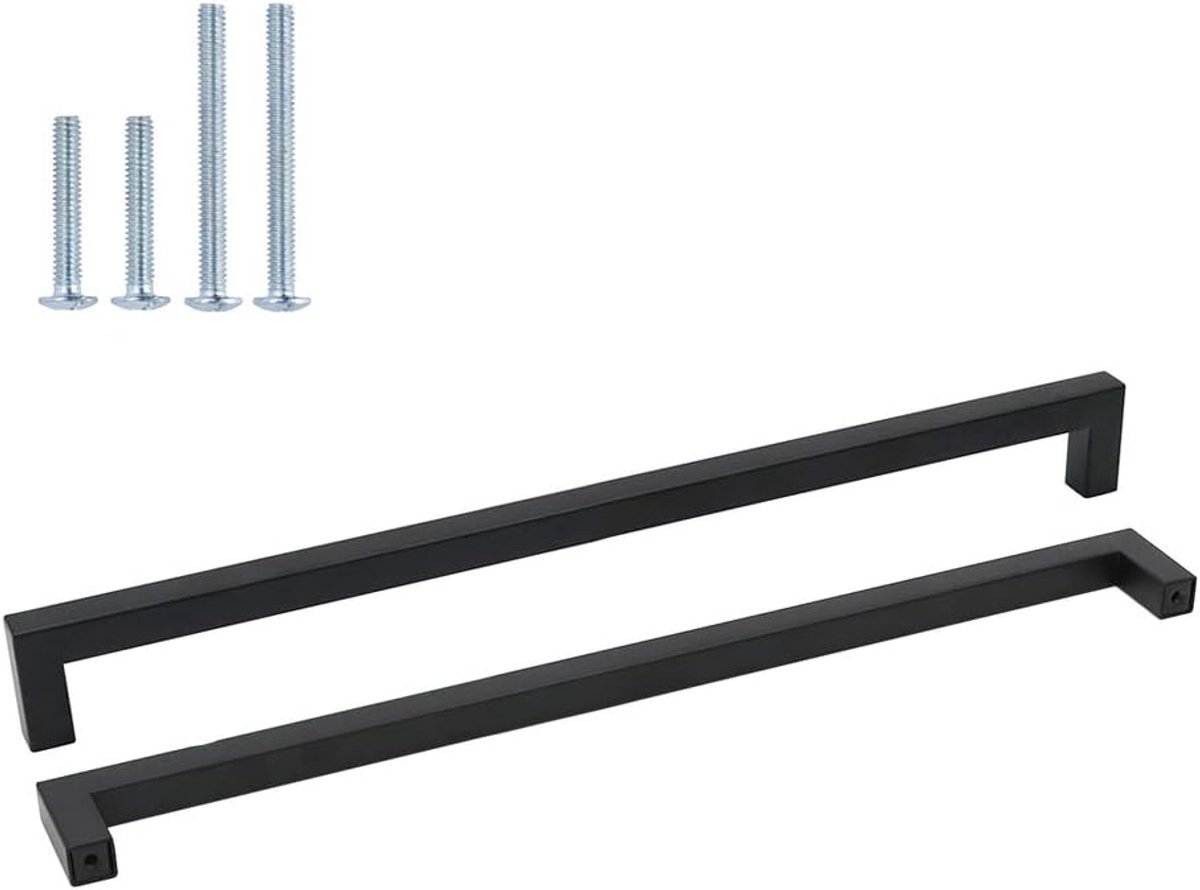 1 stuk kastgreep, zwart, meubelgrepen, 458 mm, roestvrij staal, stanggreep, railgrepen, LSJ12BK458, keukengrepen, ladegrepen, deurgrepen, keuken, vierkante handgreep