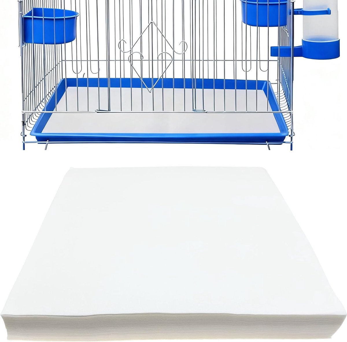 100 vellen vlies voor vogelkooien, voorgesneden en absorberende bladeren voor vogelkooien, 30 x 30 cm