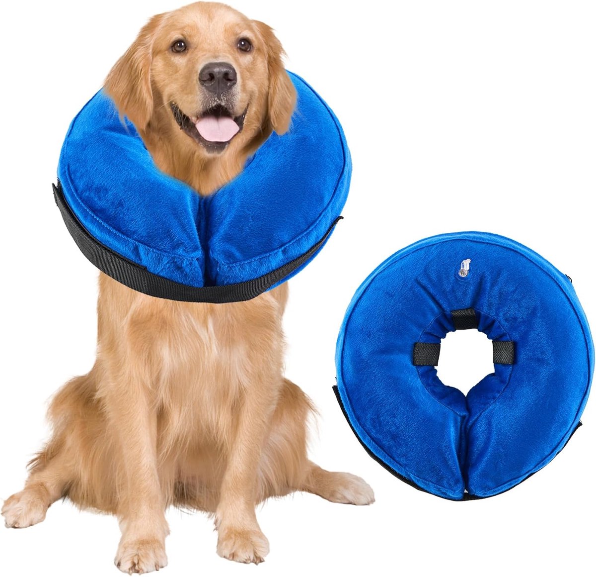 halsband voor honden, verstelbare beschermkraag voor na operaties, zachte anti-lek-kraag met ademend materiaal, zichtvriendelijke Elizabethaanse halsband voor honden (blauw, L)