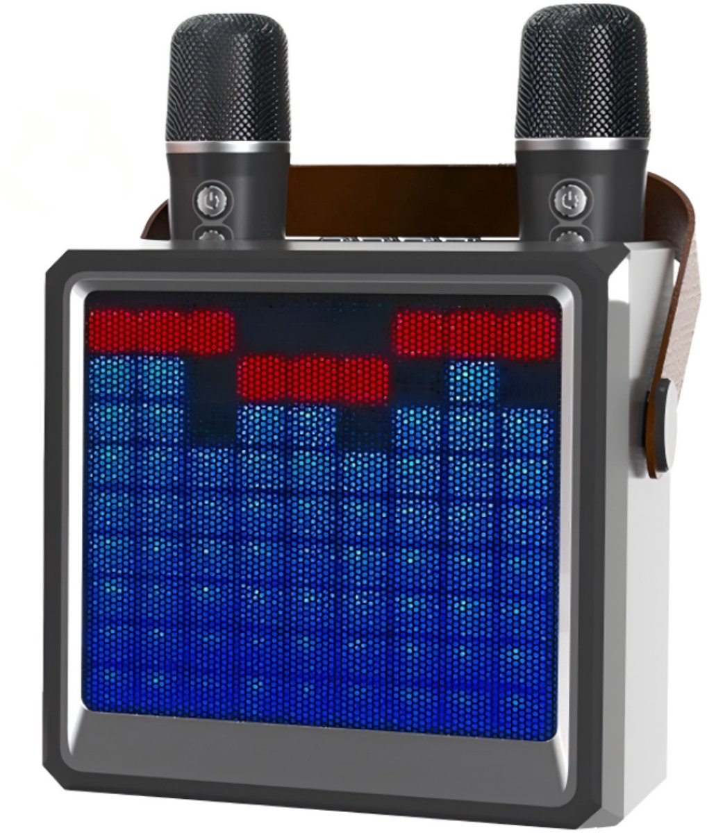 SpectrumBeat Karaoke Speaker met 2 Draadloze Microfoons – 10W – LED Display – Bluetooth – Zwart 929