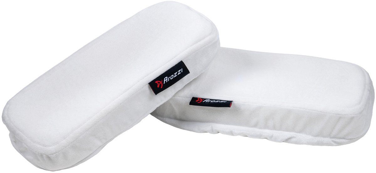 Arozzi Armleuning Kussens - Memory Foam - Velvet Hoes - Wit