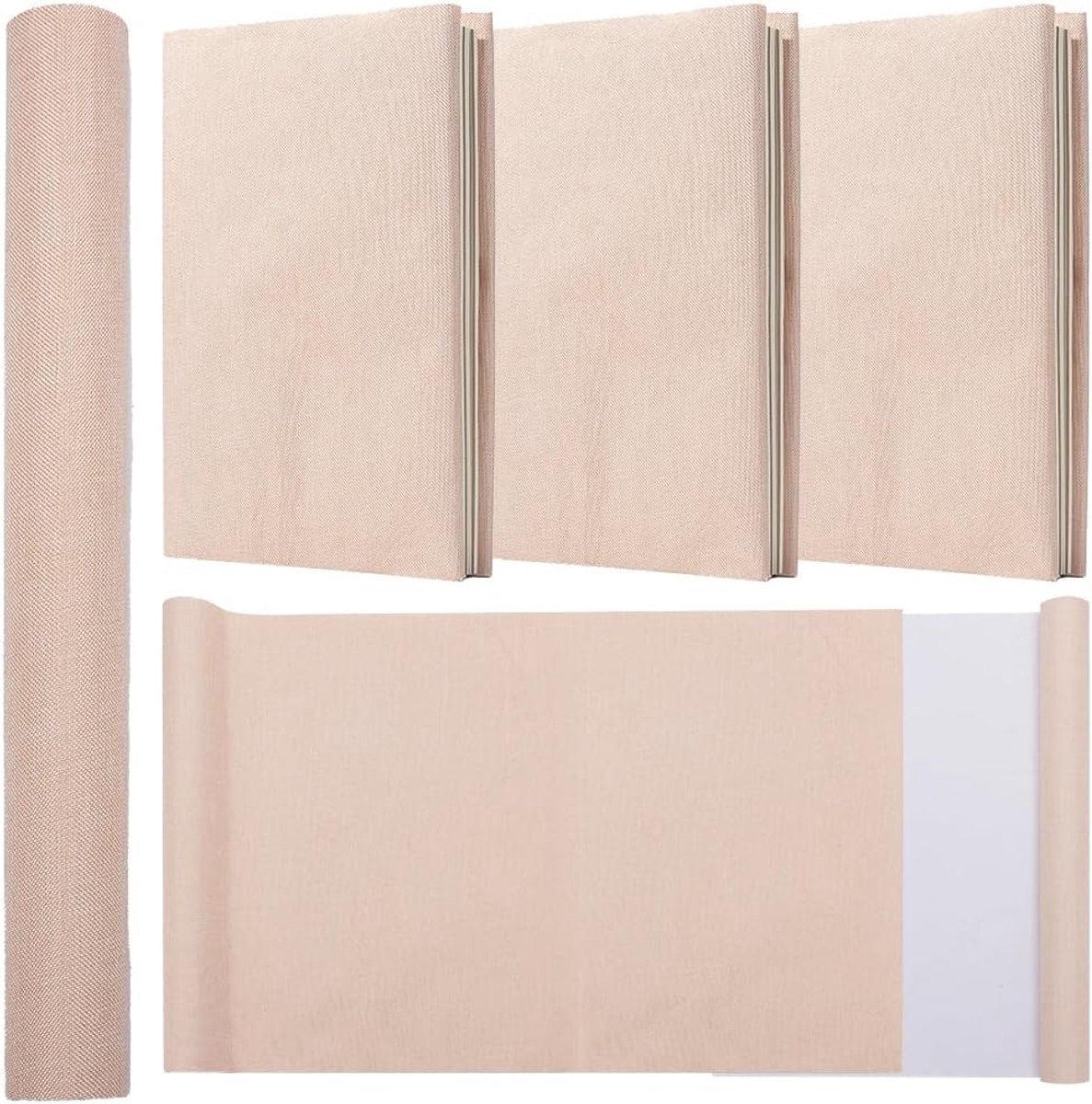 Linnen kaftdoek van 130 x 30 cm voor A4-A8 boekenbinding, stoffen oppervlak met papieren achterkant voor album‘s, scraps, doe-het-zelf opslagbescherming bindingsbenodigdheden, roze (Nude)