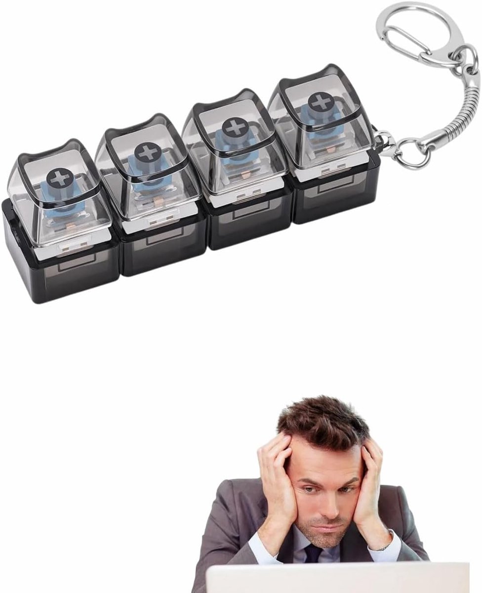 1 stuk toetsenbord sleutelhanger, toetsenbord Fidget speelgoed, Clicker Mechanische schakelaar Stressabbau sleutelhanger, toetsenbord toetsencaps voor mannen en vrouwen (transparant)