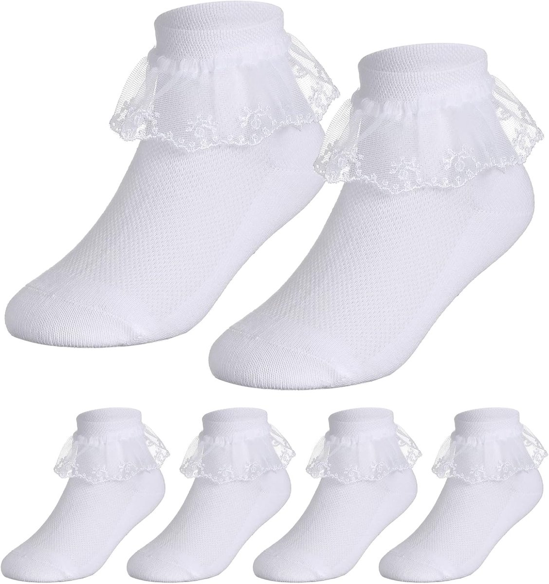 Sokken Kant voor Peuter Heilige Communie School Sok Meisje Sokken Enkel Frilly Sok Ballet Sokken, Klassiek, 5-7 Years