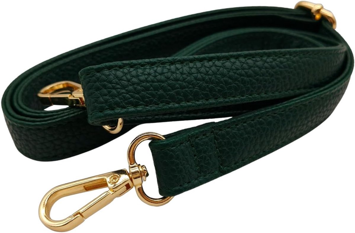 verstelbare leren schouderriem voor handtassen, 80-125cm dames, vervangende riem met gouden gesp, reserve riem voor schouder-/crossbodytassen, 2,5 cm, 1815 (Groen)