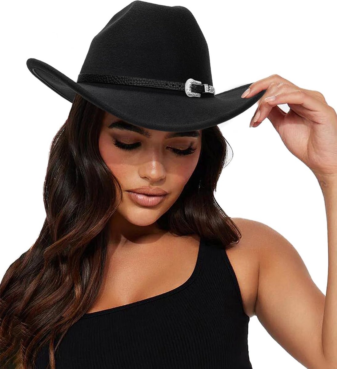 Cowboyhoeden voor dames, bezaaid geknepen, westerse cowgirlhoeden