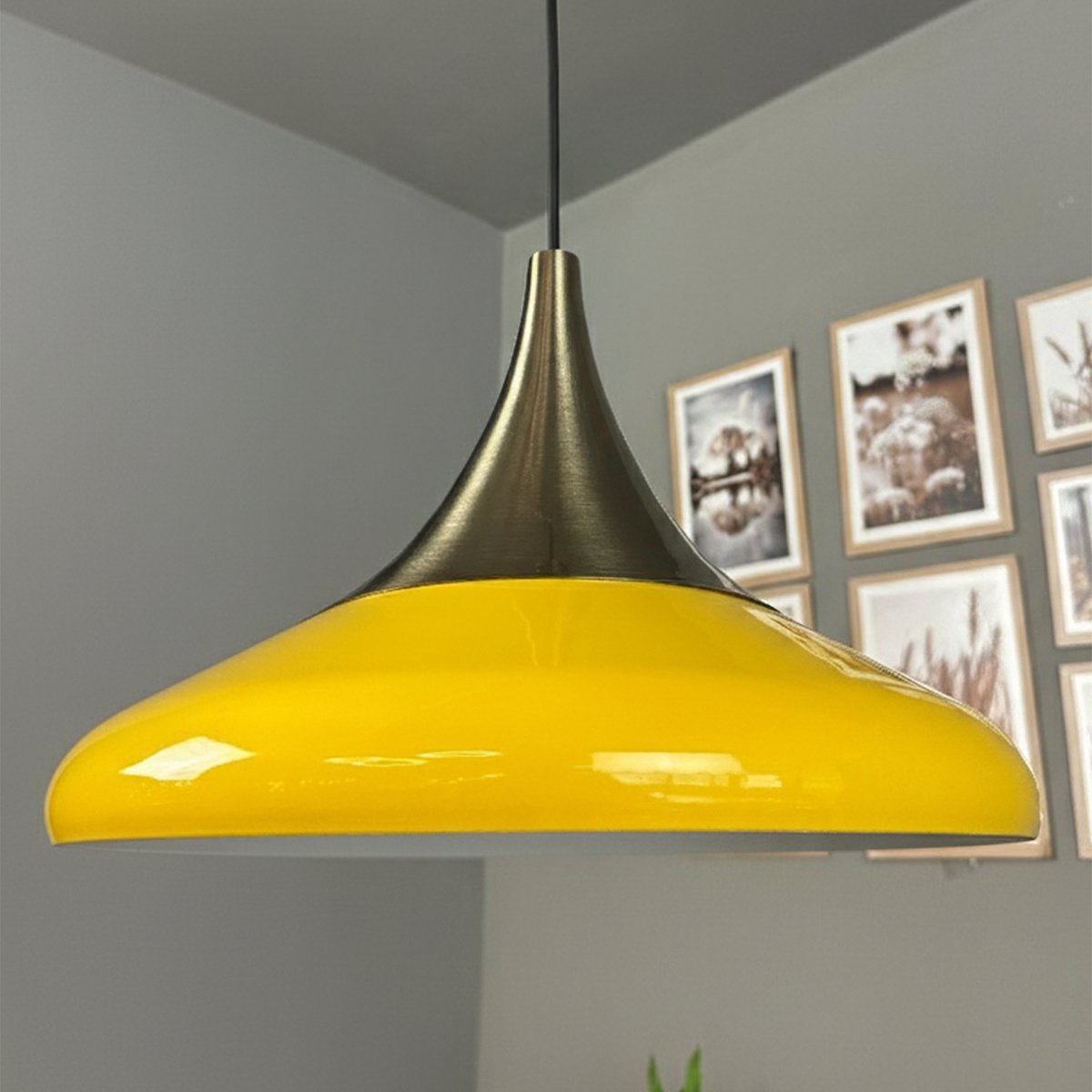 Bamyum Paladin hanglamp, industriële Modern stijl, Ø35 cm, lichtgeel metalen lamp