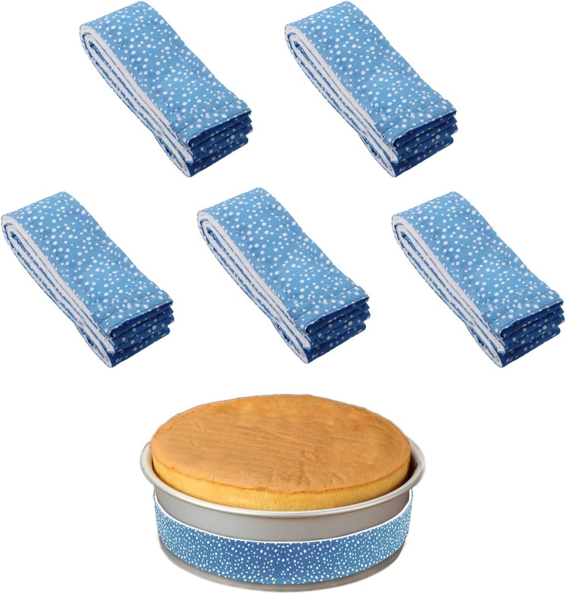 5 stuks cakereepjes voor gelijkmatig bakken 35,6 cm, super absorberende bakstrips, anti-verbranding, herbruikbare cakevorm wrap voor het dempen van keuken, bakkerij restaurant voorkomt