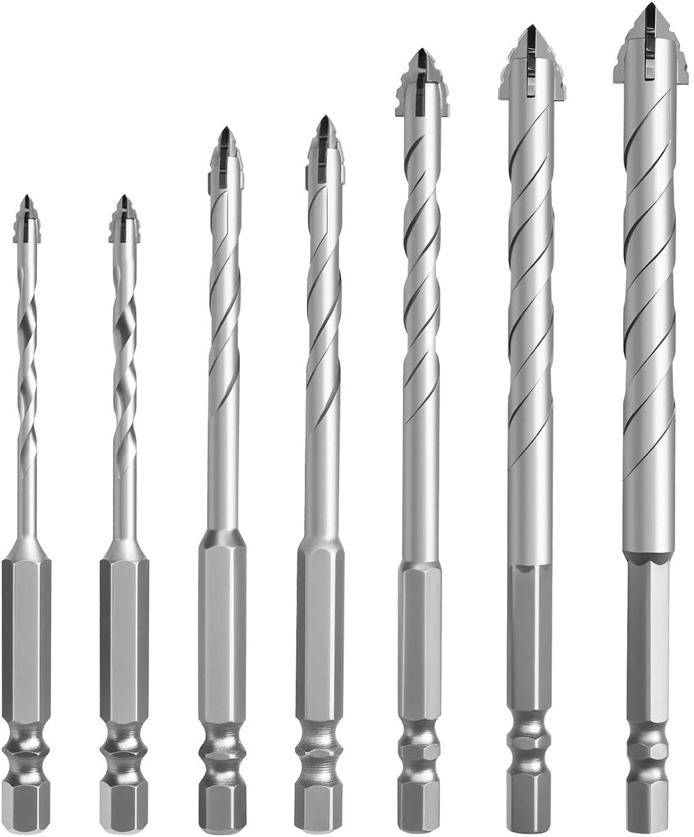7-delige excentrische boorset, zaagtandboor, viersnedige zaagtand