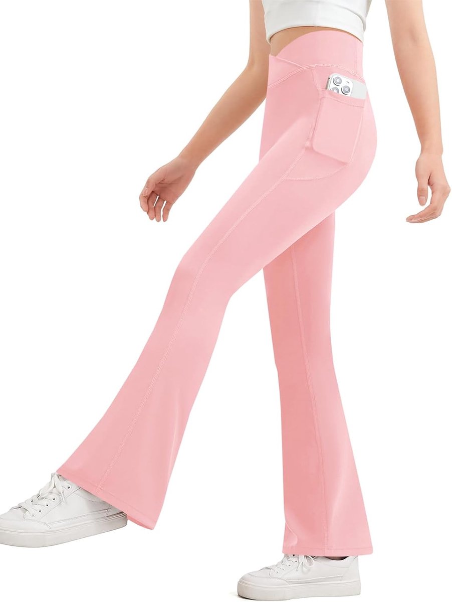 Flare legging voor meisjes met zak Hoge taille, stretch sportbroek