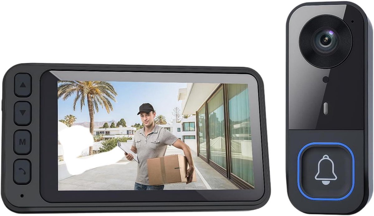 Video Deurbel - Intercom Systeem - Bezoekers Herkennen - Lokale Opname - 17 x 11 x 7.5 cm - Zwart