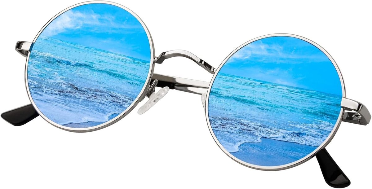 Ronde Zonnebril Dames en Heren Gepolariseerde Hippie Steampunk Zonnebrillen Klassieke Retro Met UV400-Bescherming Unisex