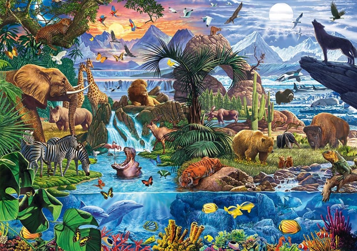 Spiele 58866 Panorama van de dierenwereld, puzzel met 1500 stukjes