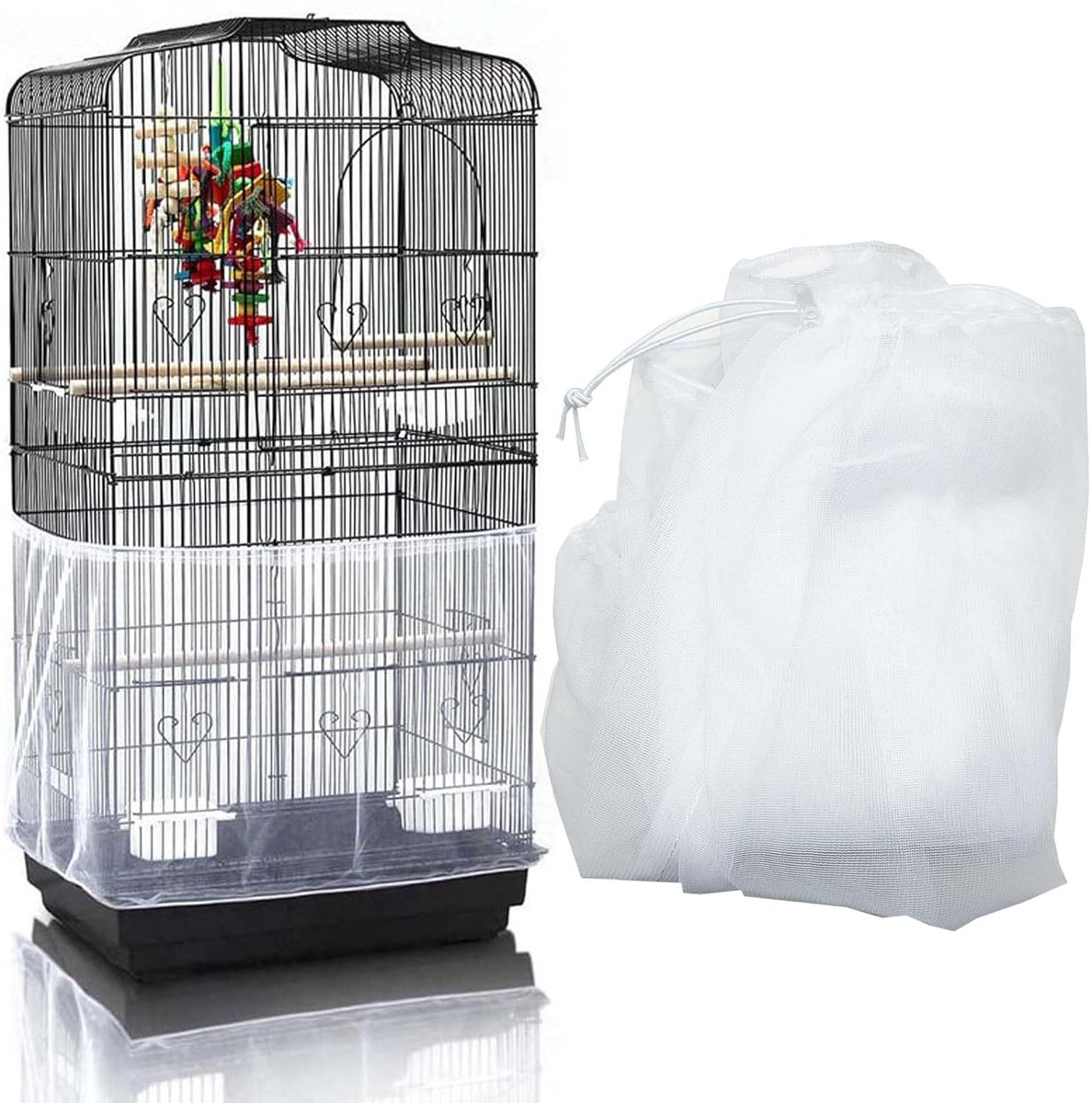 Afdekking voor vogelkooi, universele zachte afdekkingen van ademend nylon, bescherming voor papegaaien, wit