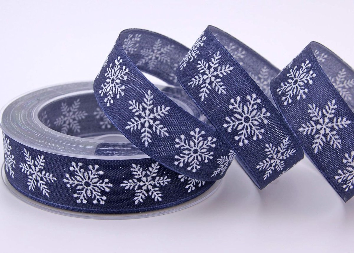 decoratielint snowflakes cadeaulint natuur katoen stofband landhuis