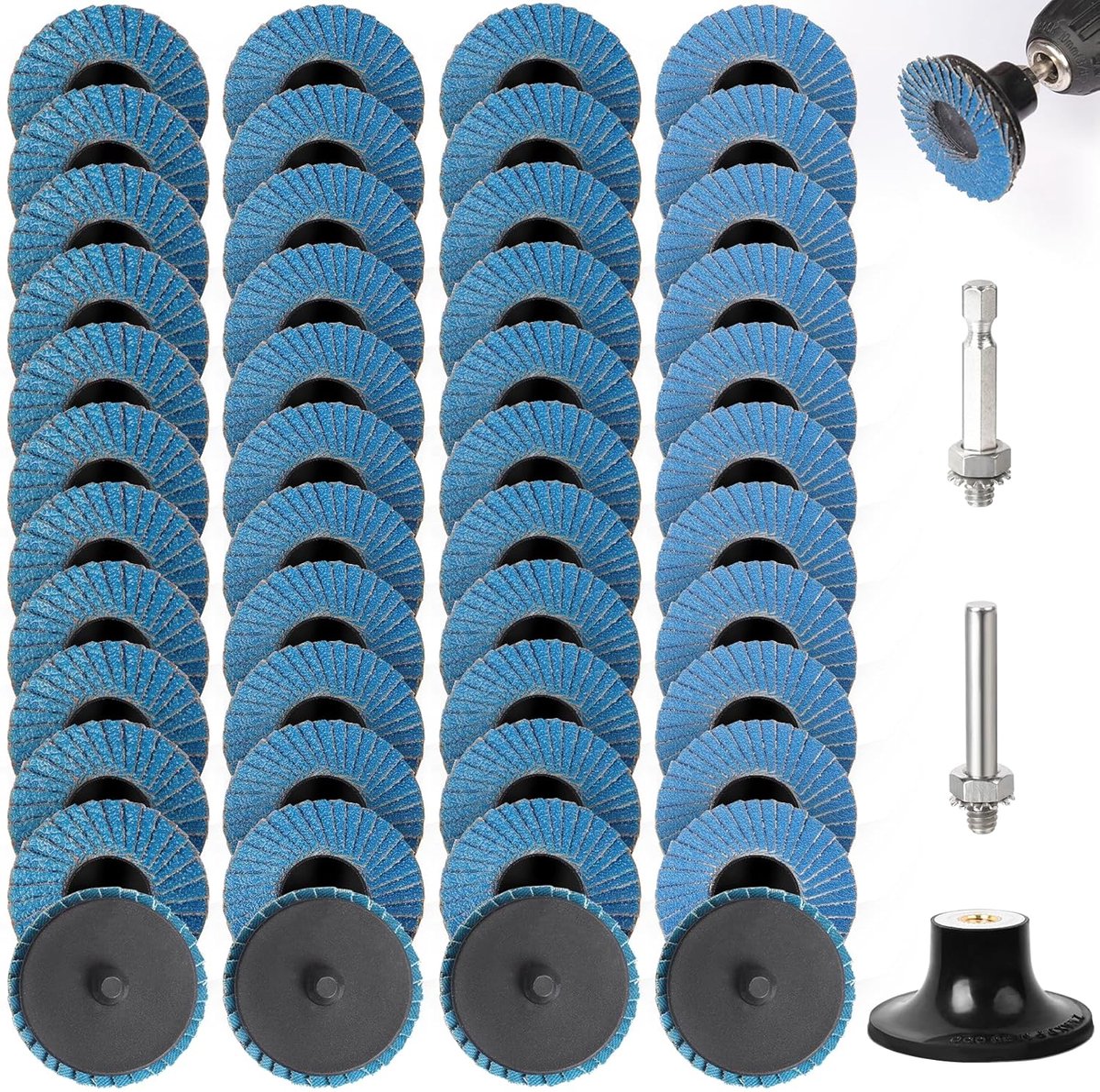 75 stuks lamellenschijven, 50 mm zirkoonkorund korrel 40/60/80/120, voor metaal, hout, roest schijven