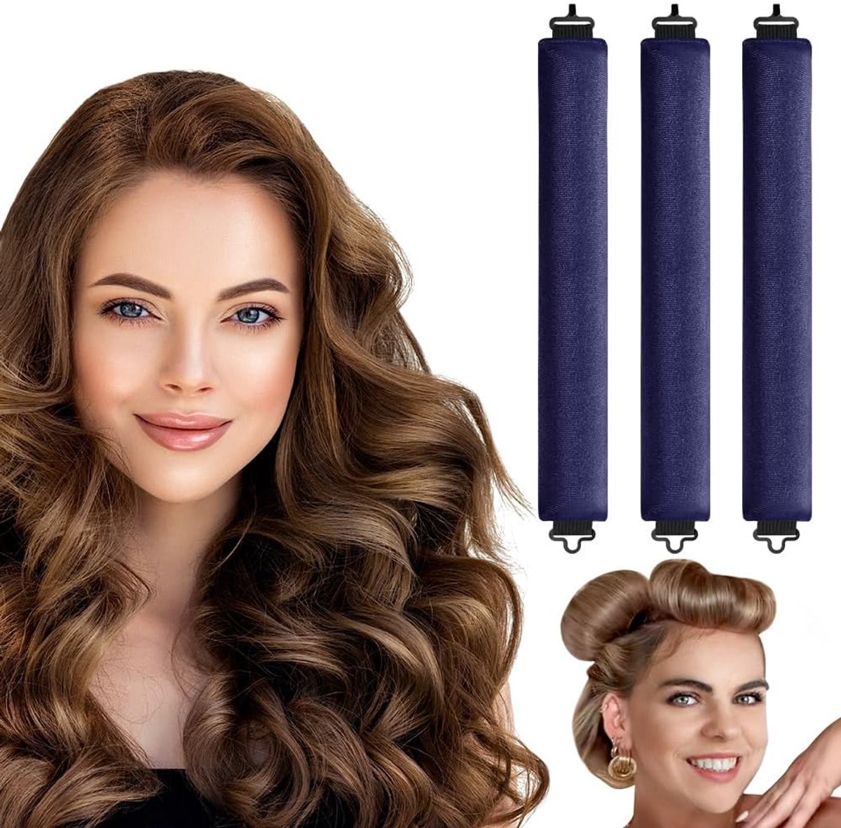 Krulspelden, hitteloze krullen, blowout staven, hoofdband voor alle haartypes, zachte haarrolstaven met haak, 's nachts hitteloze haarkrulspelden, vrouwen lang haar