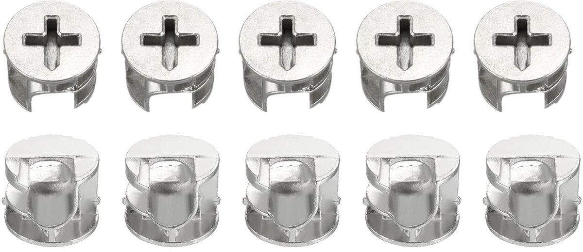 15 x 12 mm (DxH) Nokkenslot, moer, 10 stuks, goed voor houten kast