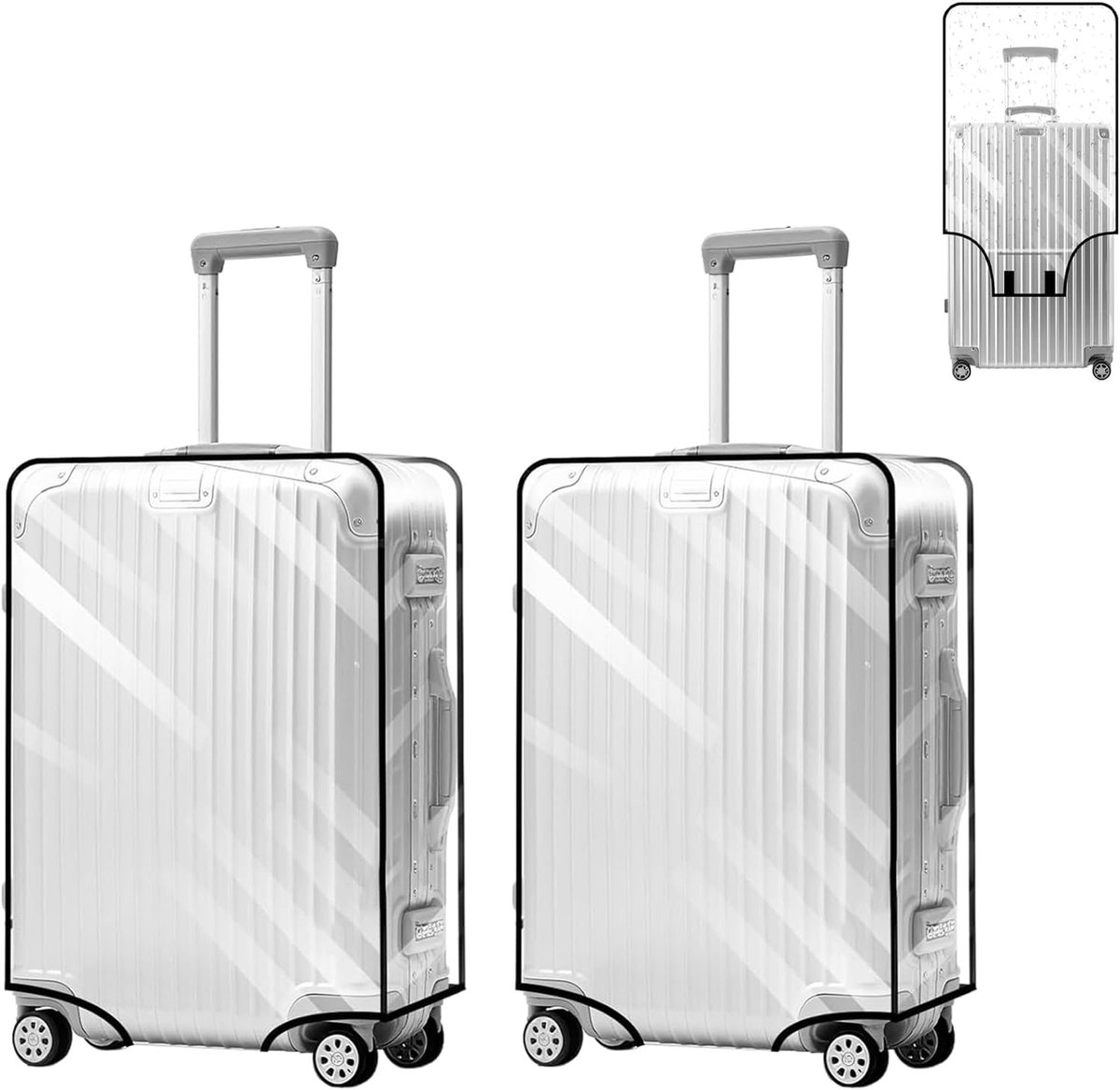 2 stuks kofferbeschermhoezen, transparant, pvc, zelfklevend, trolley, koffer, beschermers, waterdicht en krasbestendig, geschikt voor reizen en school, Zwart, 20 Pouces