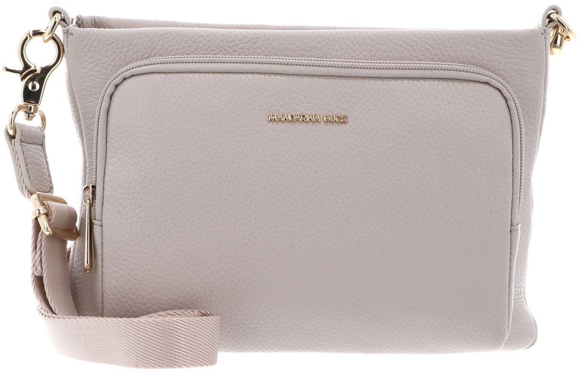 MANDARINA DUCK Leren schoudertas Mellow Leather Crossover Bag Cocoon Lichtgrijs