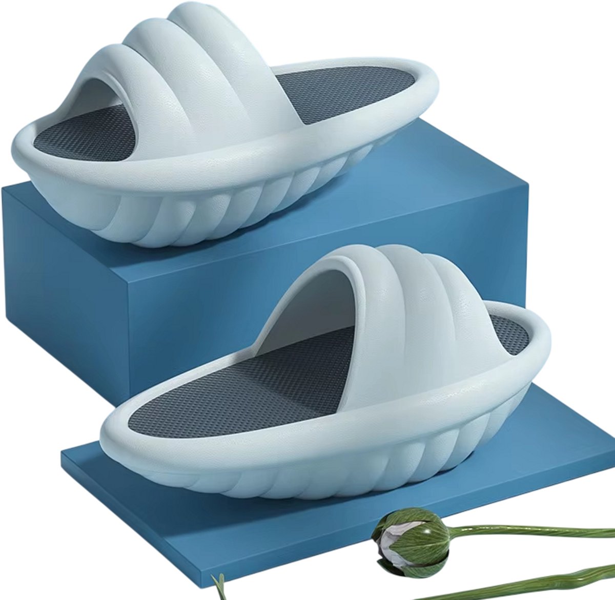 Comfortabele Dames Slippers – Massage Glij Sandalen met Dikke Zool, EVA Instappers, Antislip Slippers voor Voetcomfort - Blauw